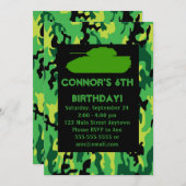Uitnodigingen van de Groene Leger Camouflage Birth (Voorkant / Achterkant)
