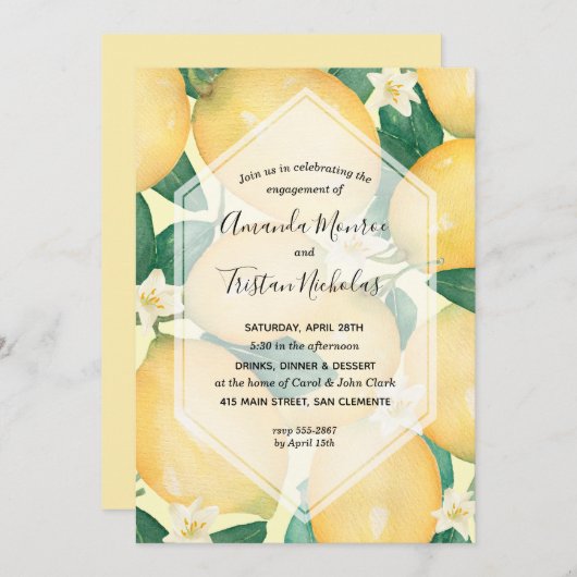 Uitnodigingen van de groene partij Lemons (Voorkant / Achterkant)