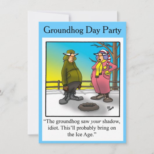 Uitnodigingen van de Groundhog Day Humor Party (Voorkant)