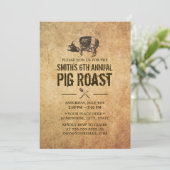 Uitnodigingen van de  Grunge Pig Roast BBQ Party (Staand voorkant)