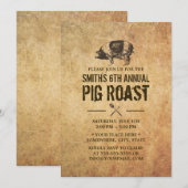 Uitnodigingen van de  Grunge Pig Roast BBQ Party (Voorkant / Achterkant)