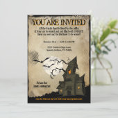 Uitnodigingen van de Halloween Haunted House Party (Staand voorkant)
