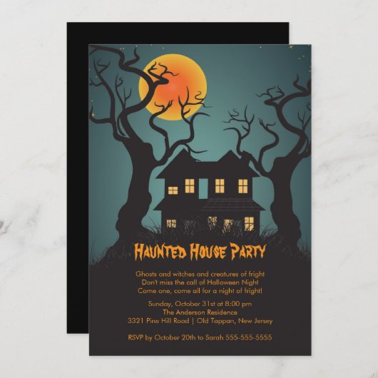 Uitnodigingen van de Halloween-partij op het hoofd (Voorkant / Achterkant)