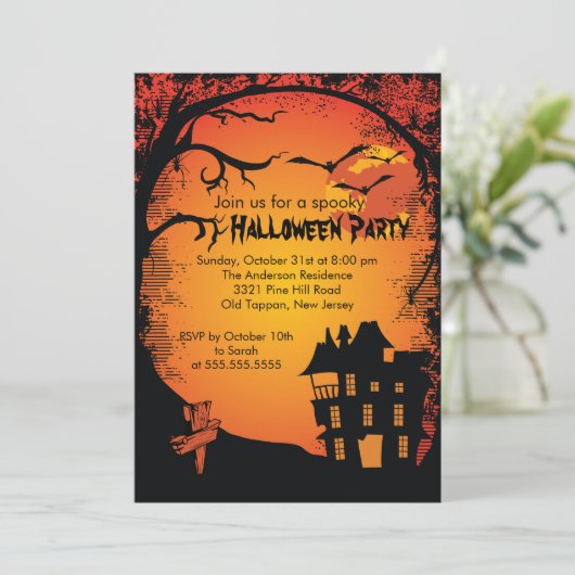 Uitnodigingen van de Halloween-partij op het hoofd (Staand voorkant)