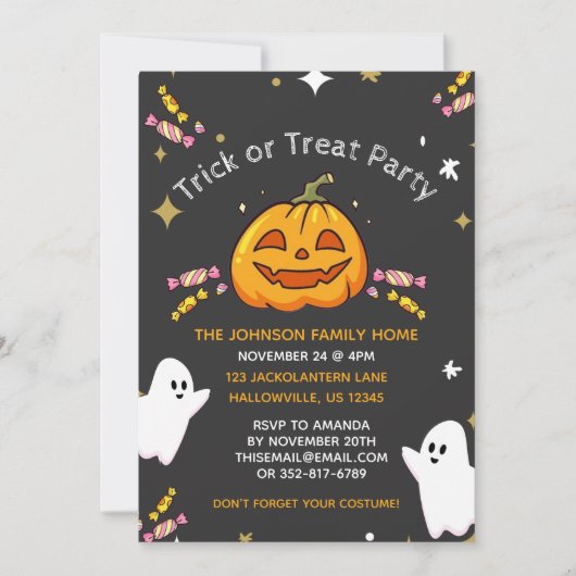 Uitnodigingen van de Halloween-partij voor kindere (Voorkant)