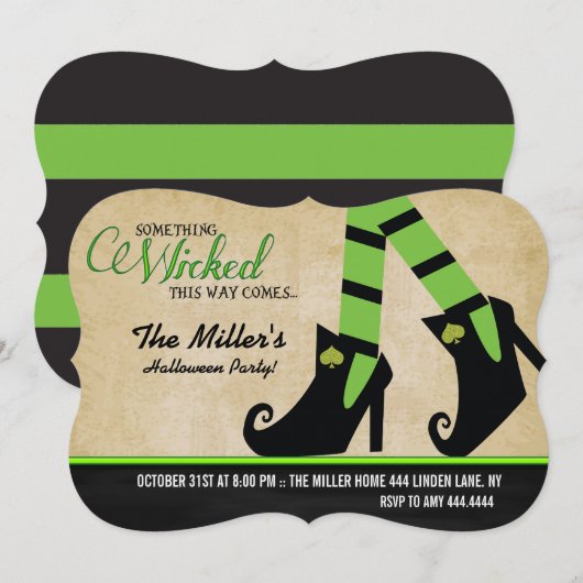 Uitnodigingen van de Halloween Wyed Witch Hallowee (Voorkant / Achterkant)