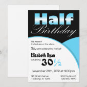 Uitnodigingen van de halve dag Aqua Blue Party (Voorkant / Achterkant)