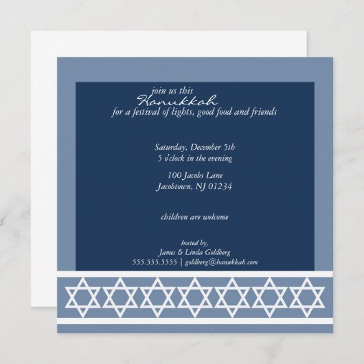 Uitnodigingen van de Hanukkah Celebration Party (Voorkant / Achterkant)