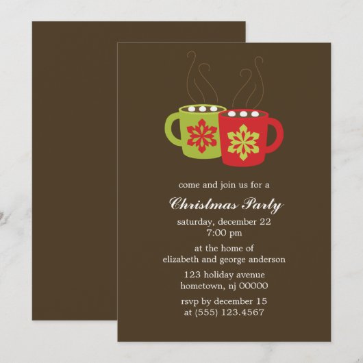 Uitnodigingen van de hete Cacao-feestdag (Voorkant / Achterkant)