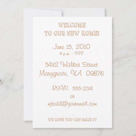 Uitnodigingen van de House Warming Party (Achterkant)