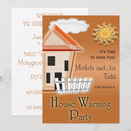 Uitnodigingen van de House Warming Party (Voorkant / Achterkant)