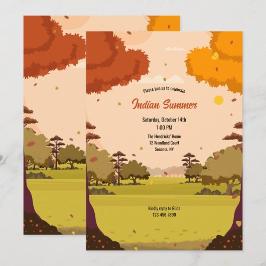 Uitnodigingen van de Indische zomerpartij (Voorkant / Achterkant)