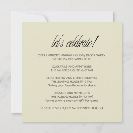 Uitnodigingen van de jaarlijkse "Buurvakantie" (Achterkant)