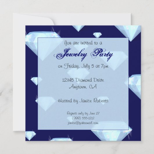 Uitnodigingen van de Juwelenpartij voor mousserend (Voorkant)