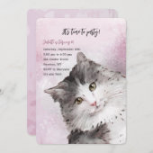 Uitnodigingen van de Kat Birthday Party (Voorkant / Achterkant)