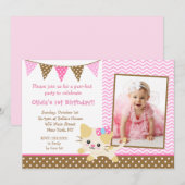 Uitnodigingen van de Kat Birthday Party (Voorkant / Achterkant)