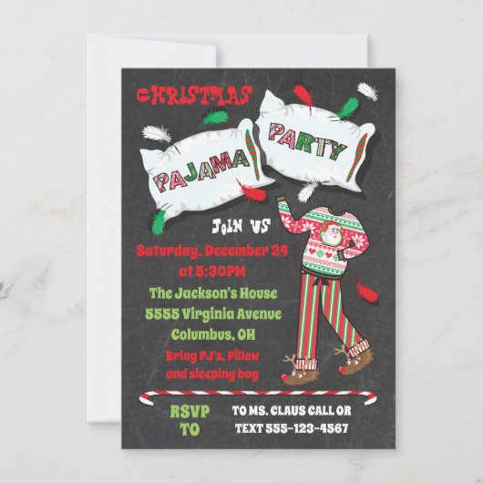Uitnodigingen van de kerstpartij Pajama (Voorkant)