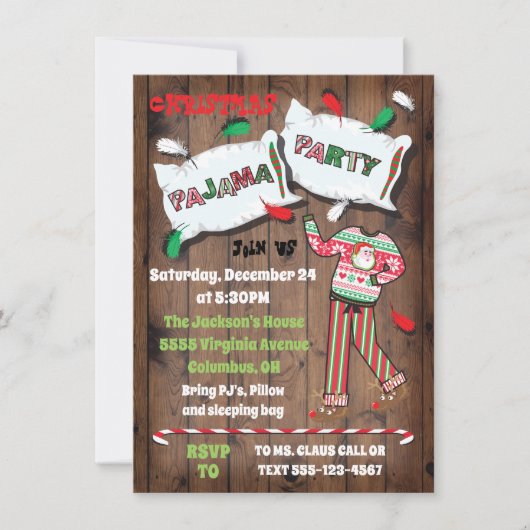 Uitnodigingen van de kerstpartij Pajama (Voorkant)