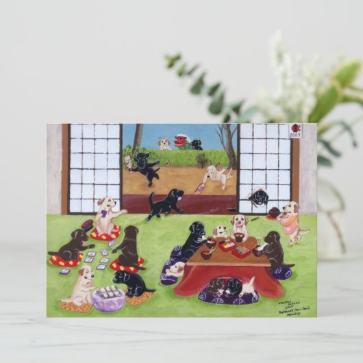 Uitnodigingen van de Labradors in het nieuwjaarsfe (Staand voorkant)