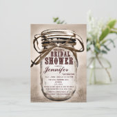 Uitnodigingen van de landelijke Mason Jar Bridal-s (Staand voorkant)