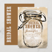 Uitnodigingen van de landelijke Mason Jar Bridal-s (Voorkant / Achterkant)