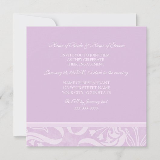Uitnodigingen van de Lavender Swirl Engagement Par (Voorkant)
