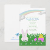 Uitnodigingen van de lente Bunny Birthday Party (Voorkant / Achterkant)