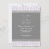 Uitnodigingen van de lila Grey Damask Engagement P (Voorkant)