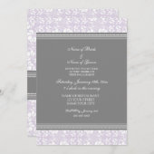 Uitnodigingen van de lila Grey Damask Engagement P (Voorkant / Achterkant)