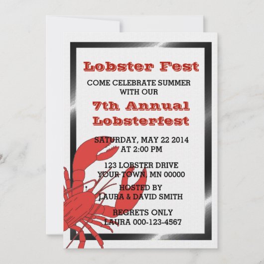 Uitnodigingen van de Lobster Boil/Fest Party (Voorkant)