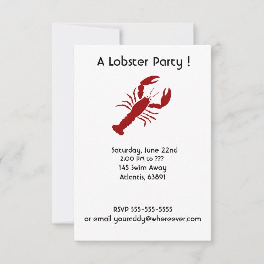 Uitnodigingen van de Lobster Party (Voorkant)