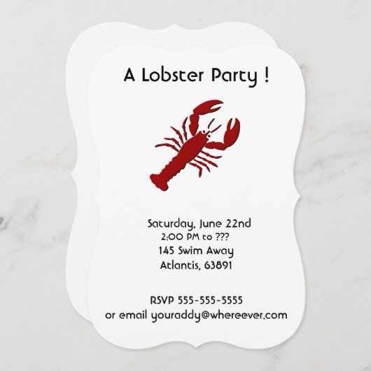 Uitnodigingen van de Lobster Party (Voorkant / Achterkant)