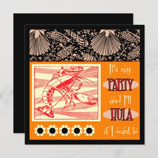 Uitnodigingen van de Lobster Retro Luau Hula (Voorkant / Achterkant)