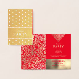 Uitnodigingen van de Luxury Gold Foil Red Kerstpar
