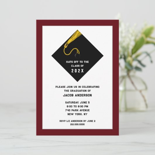 Uitnodigingen van de Maroon Graduation Party (Staand voorkant)