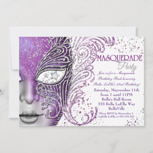 Uitnodigingen van de Masquerade Mardi Gras Party (Achterkant)