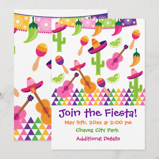 Uitnodigingen van de Mexicaanse partij Sombrero Sa (Voorkant / Achterkant)