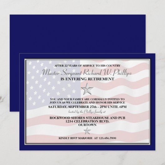 Uitnodigingen van de militaire aftredingspartij (Voorkant / Achterkant)