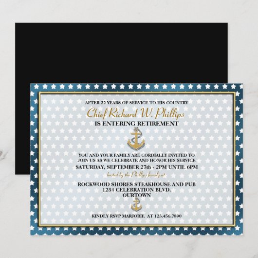 Uitnodigingen van de militaire aftredingspartij (Voorkant / Achterkant)