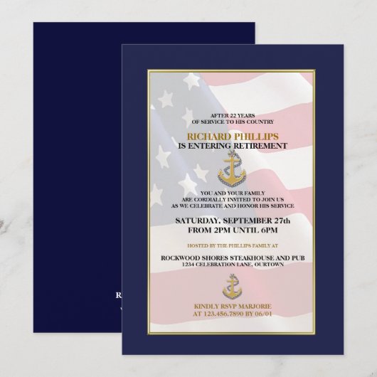 Uitnodigingen van de militaire aftredingspartij (Voorkant / Achterkant)