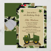 Uitnodigingen van de militaire Camo Birthday-parti (Voorkant / Achterkant)