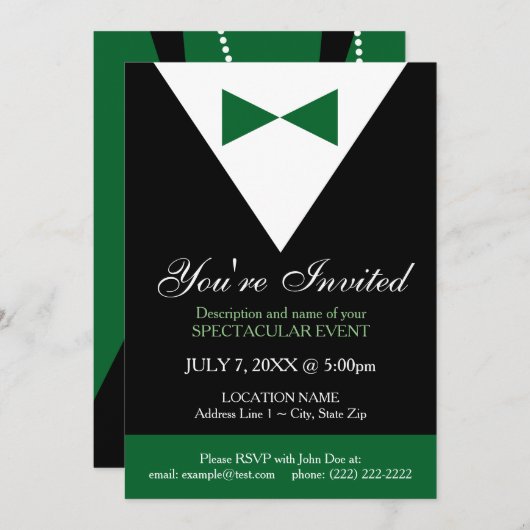 Uitnodigingen van de moderne partij voor zwarte en (Voorkant / Achterkant)