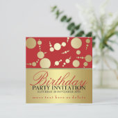 Uitnodigingen van de moderne Rode Golden Birthday  (Staand voorkant)