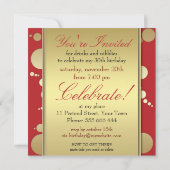 Uitnodigingen van de moderne Rode Golden Birthday  (Achterkant)