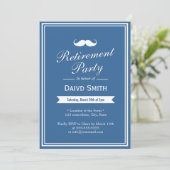 Uitnodigingen van de Mustache Navy Blue Retirement (Staand voorkant)