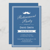 Uitnodigingen van de Mustache Navy Blue Retirement (Voorkant / Achterkant)