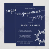 Uitnodigingen van de Nautical Blue Engagement Part (Voorkant / Achterkant)