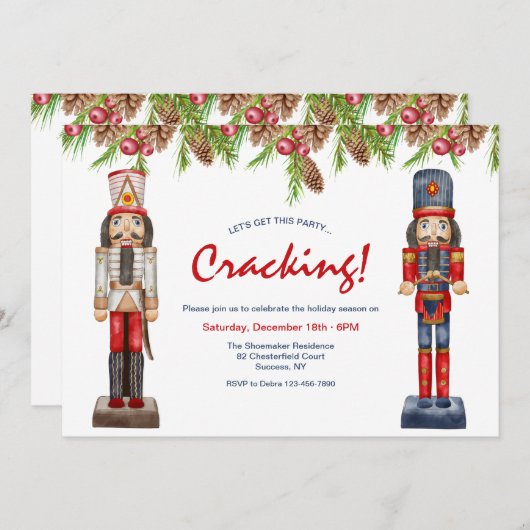 Uitnodigingen van de Nutcrackers Holiday Party (Voorkant / Achterkant)