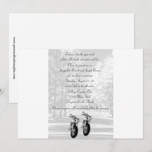 Uitnodigingen van de Open Road Motorcycle Wedding (Voorkant / Achterkant)