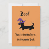 Uitnodigingen van de Oranje Dachshund Witch Hallow (Voorkant)